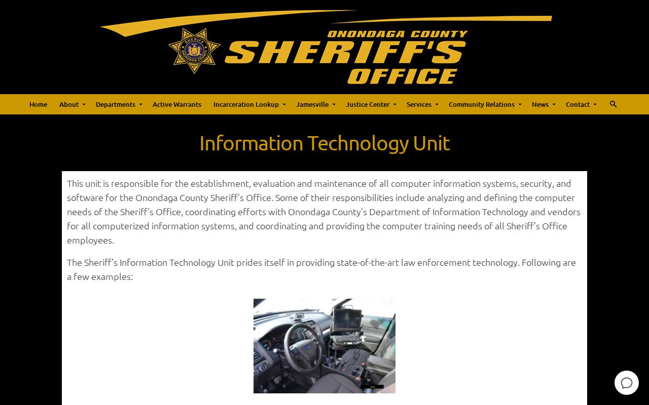 Onondaga County Sheriff booking record technology information